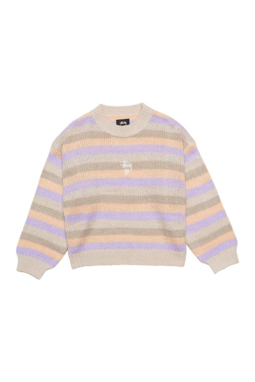 Stussy Womens Knox Stripe Knit Sweaters White - EHNQC5290